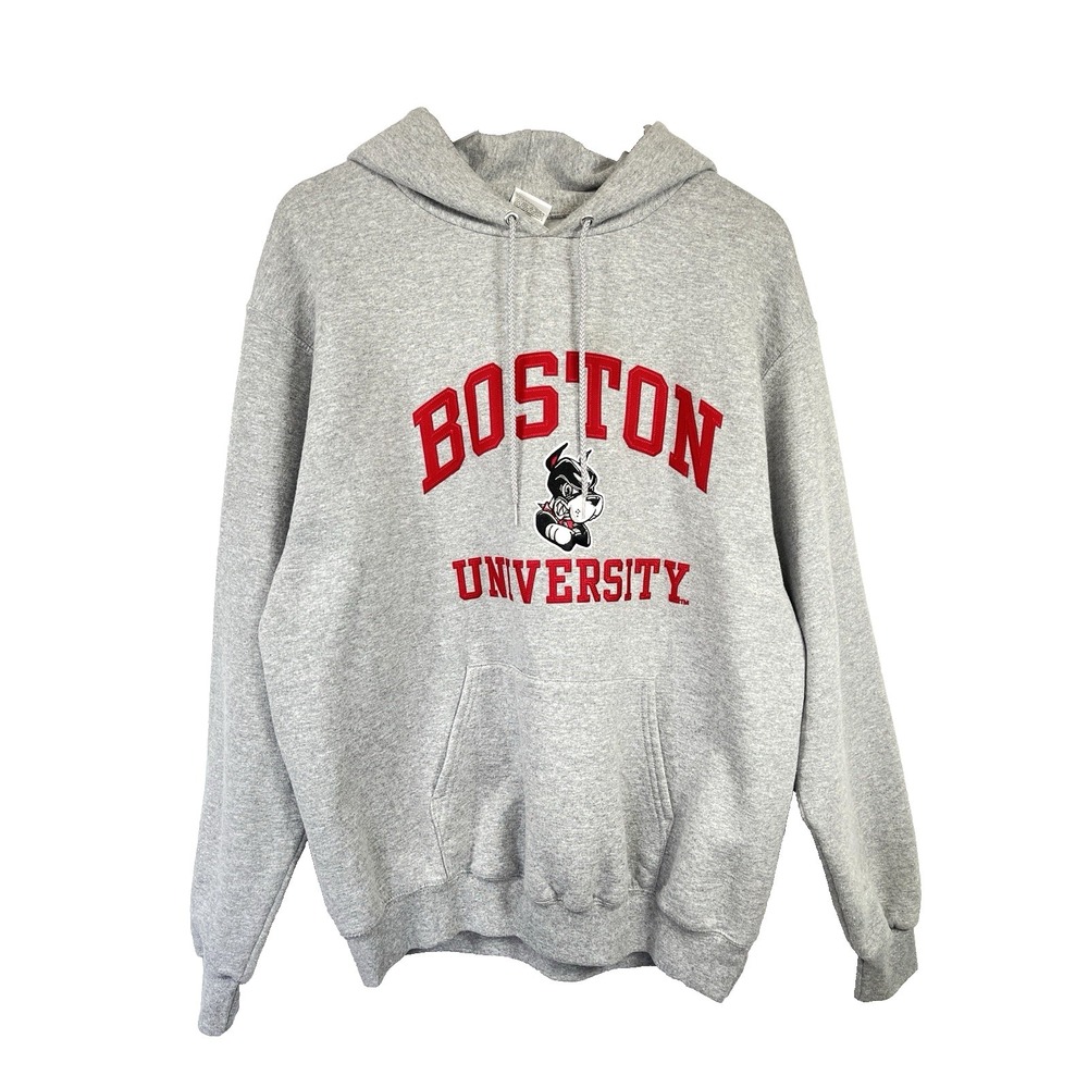 Champion Mens Boston College Sweatshirt Hoodie L Gray Heather Pullover